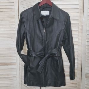 Black Genuine Leather Peacoat